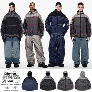 2526DIMITO韩国滑雪服男女款单板双板防水连帽开衫PLAYBOY联盟3L