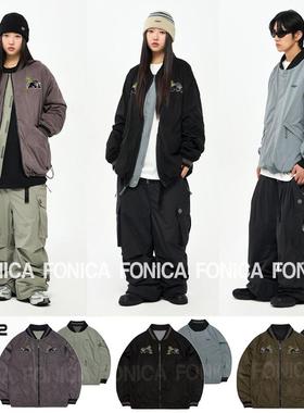 24USS2韩国双面滑雪服防水防风衣男女款单板双板拉链灰色棕色两面