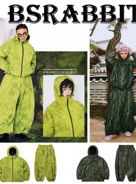 2526BSRABBIT韩国滑雪服男女款单板双板防水连帽开衫套装灰色绿色
