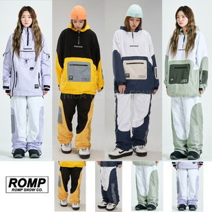 2223ROMP韩国滑雪裤 双板单板防水休闲黑灰色卡其色 宽松直筒男女款