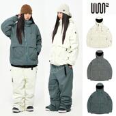 24USS2韩国滑雪服防水防风衣男女款 单板双板连帽拉链保暖绿色加棉