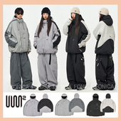 2526USS2韩国滑雪服防水防风衣男女款 单板双板连帽拉链保暖紫色