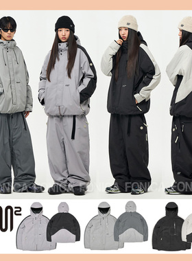 2526USS2韩国滑雪服防水防风衣男女款单板双板连帽拉链保暖紫色