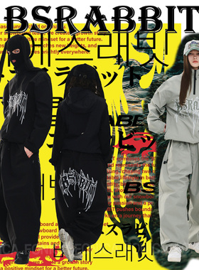 2526BSRABBIT韩国滑雪服裤防水衣男女款单板双板拉链立领蝙蝠3L