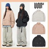 2526USS2韩国滑雪服防水防风衣男女款 单板双板连帽套头保暖灰白色