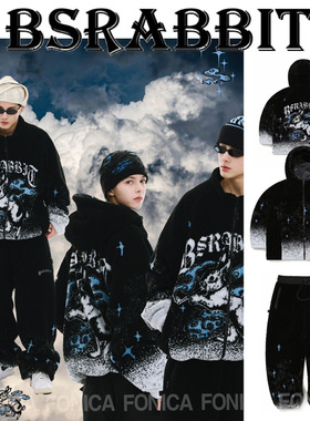 2526BSRABBIT韩国滑雪卫衣男女款单板双板连帽开衫套装立领抓绒