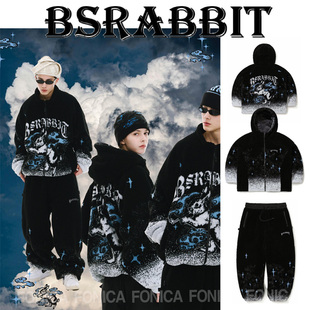 2526BSRABBIT韩国滑雪卫衣男女款单板双板连帽开衫套装立领抓绒