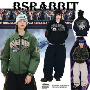 2526BSRABBIT韩国滑雪服防水衣男女款单板双板棒球衣夹克拉链翻领