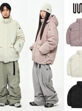 24USS2韩国羽绒滑雪服防水防风衣男女款单板双板立领拉链保暖粉色