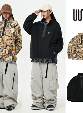 2526USS2韩国滑雪立领翻领套头加厚抓绒卫衣保暖防风滑雪服裤单板