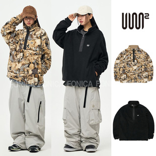 2526USS2韩国滑雪立领翻领套头加厚抓绒卫衣保暖防风滑雪服裤单板