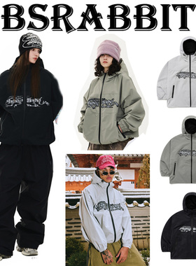 2526BSRABBIT韩国滑雪服单板双板男女款防水防风宽松开衫灰色老虎