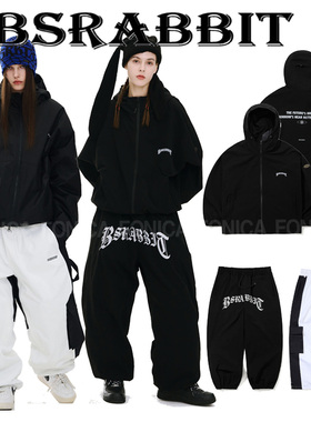 2526BSRABBIT韩国滑雪服裤衣防水透气耐磨单板双板男女款黑色白色