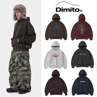 2627DIMITO韩国滑雪卫衣长款打底衫连帽衫酒红色灰色男女款保暖