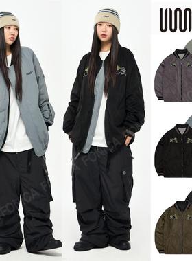 24USS2韩国双面滑雪服防水防风衣男女款单板双板拉链灰色棕色两面