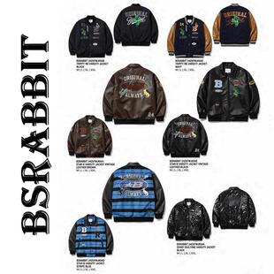 24BSRABBIT韩国滑雪服男女款单板拉链滑雪衣连帽防水棒球衣拉链
