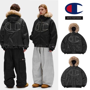 2627DIMITO韩国滑雪服裤皮衣棒球毛毛单板男女款连帽联盟CHAMPION