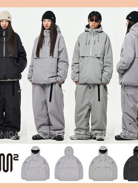 2526USS2韩国滑雪服防水防风衣男女款单板双板连帽套头保暖紫色