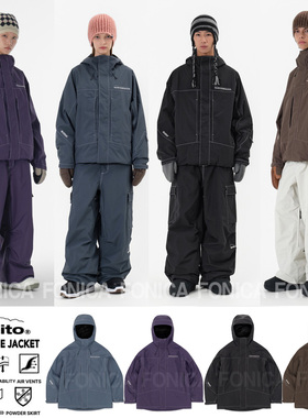 2526DIMITO韩国滑雪服衣连帽开衫男女款单板双板防水WORKS防风3L