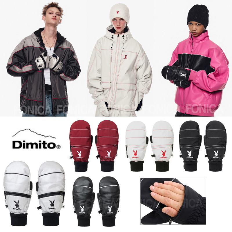 DIMITO韩国滑雪手套拉链分指保暖