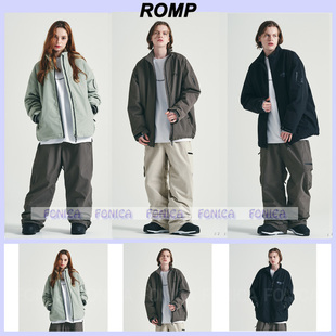 2324ROMP韩国滑雪服男女款双板单板防水防风连帽开衫白色卡其色