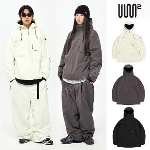单板双板连帽套头保暖白色加棉 24USS2韩国滑雪服防水防风衣男女款