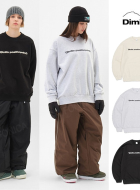 24DIMITO韩国长款滑雪卫衣打底衫园领男女款单板双板绿色灰色套头