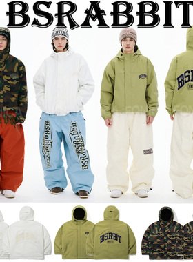 2526BSRABBIT韩国滑雪服男女款单板双板防水连帽开衫套装卡其色