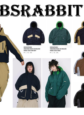 2526BSRABBIT韩国滑雪服男女款单板双板防水连帽开衫绿色黄色