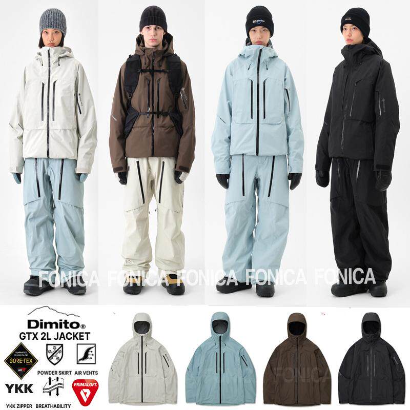 24DIMITO韩国滑雪服衣男女款防水防风保暖开衫乳白色棕色GTX2L