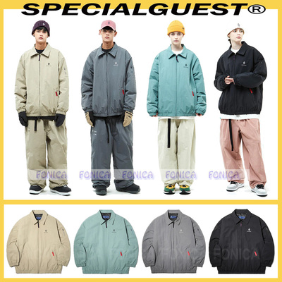 SPECIALGUEST滑雪服防水男女款单板保暖卡其色翻领耐磨开衫滑雪衣