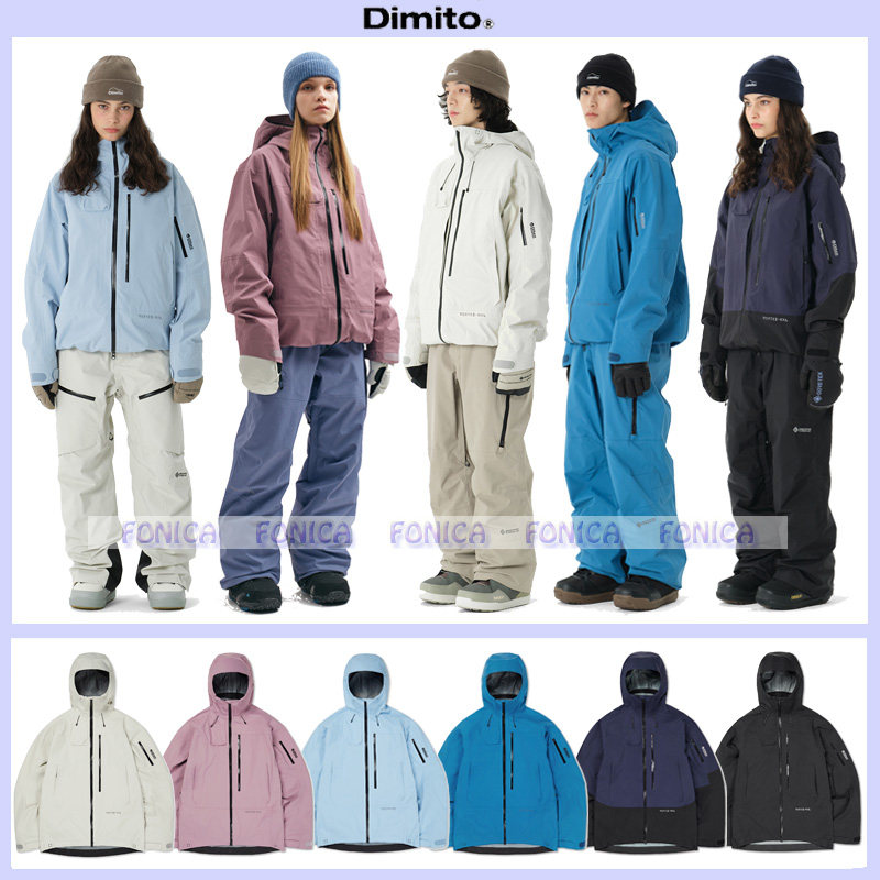 2324DIMITO韩国滑雪服单板双板男女防水防风连帽开衫雪裤宽松VTX