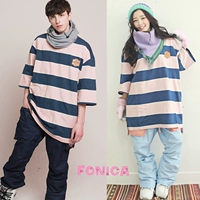 NAPPING áo len trượt tuyết mới Hàn Quốc cổ tròn màu hồng đôi xanh - Thể thao lông cừu / jumper áo hoodie nữ có khóa kéo