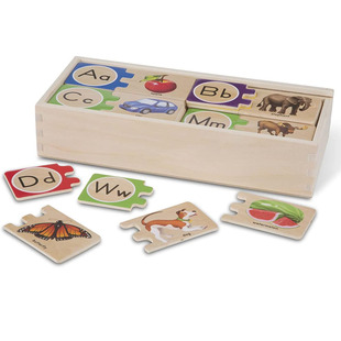 Puzzles Box拼圖 Alphabet Self Wooden Storage Correcting With