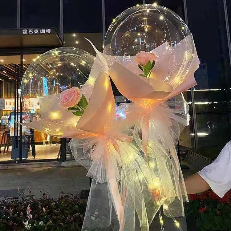网红情人节日发光波波气球花束图片