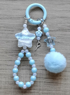 新款油画星星DIY手工配件油画星星带羊角钉提溜包挂钥匙扣挂件