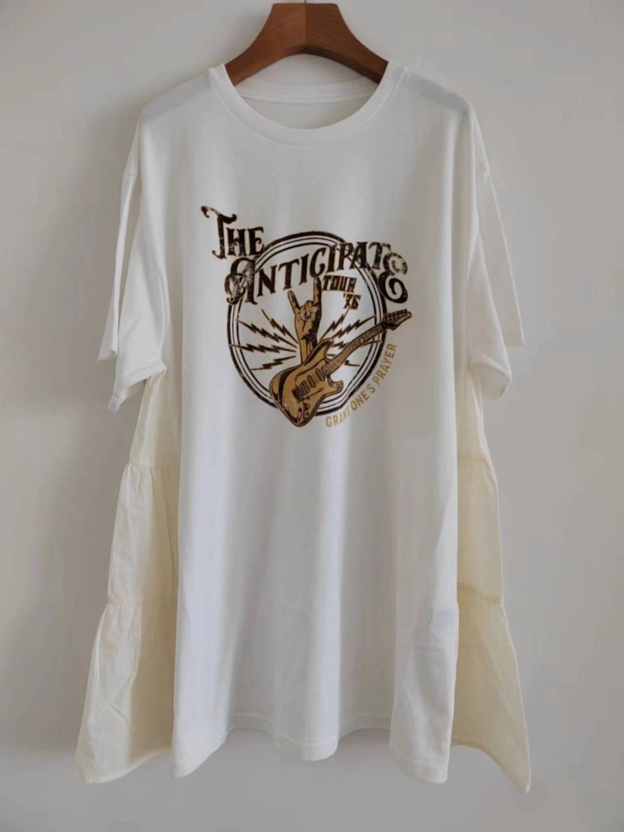 拼色薄潮牌棉女日系短袖拼色