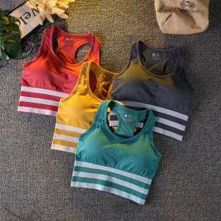 ins网红条纹撞色运动内衣女防震聚拢跑步定型瑜伽背心健身文胸BAR