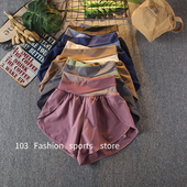 假两件瑜伽热裤 速干运动短裤 女宽松遮肉高腰防走光显瘦跑步健身裤