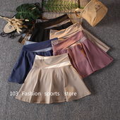 假两件运动短裙女夏季 有内衬健身半裙防走光跑步高腰瑜伽百褶裙