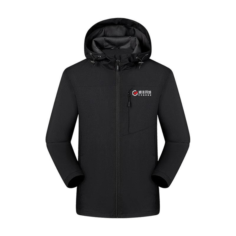 可定制顺丰快递顺丰同城工作服冲锋衣夹克男女骑行车保暖连帽外套