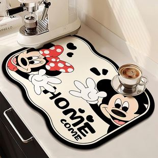 米奇米妮可爱厨房台面防烫餐垫硅藻泥沥水垫速干防滑家用隔热垫