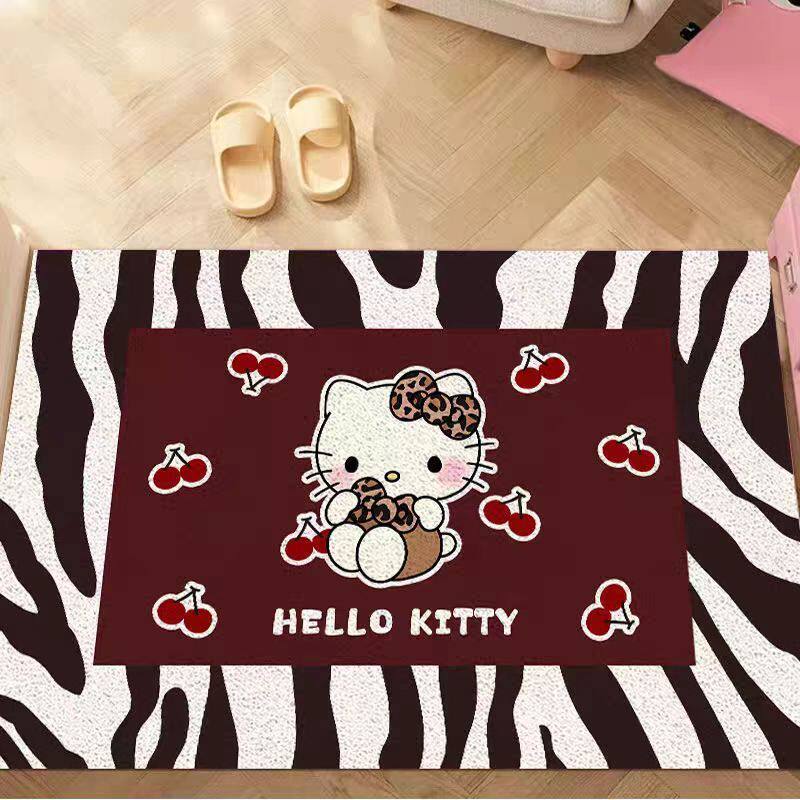 卡通HelloKitty可爱拼接丝圈入户地垫玄关门口蹭土防滑地毯子家用
