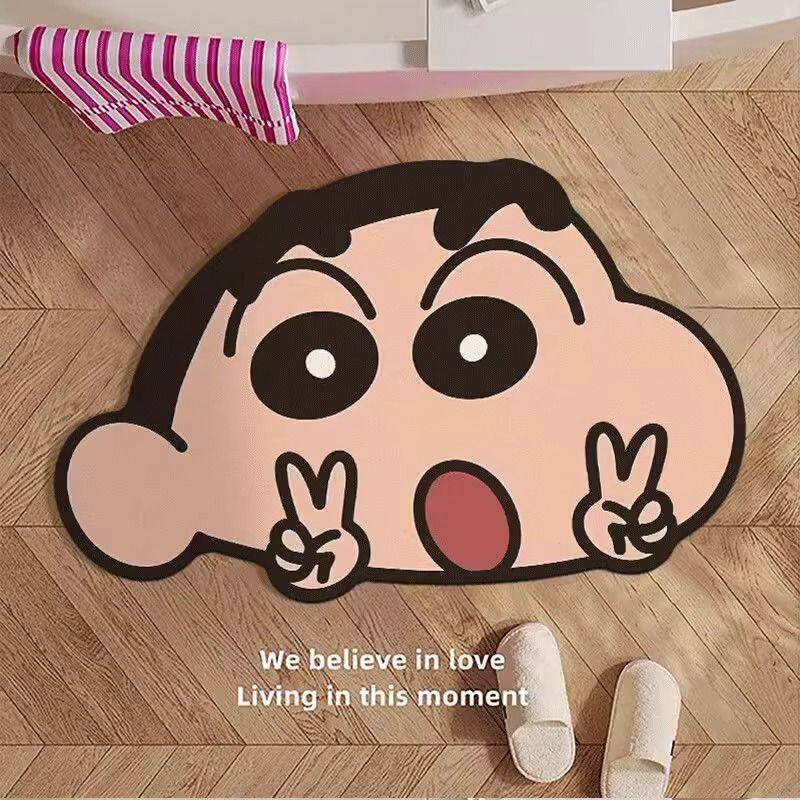 可爱蜡笔小新卡通水晶绒浴室地垫