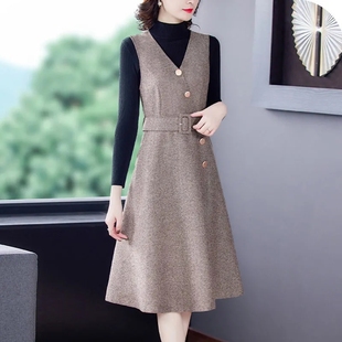 裙子潮 连衣裙毛呢两件套2025年秋冬季 新款 女装 气质流行轻熟风套装