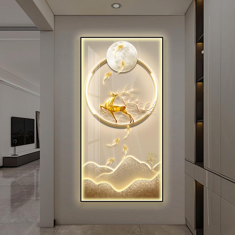 福鹿led带灯轻奢入户玄关装饰画走廊过道挂画壁画简约现代高级感图片
