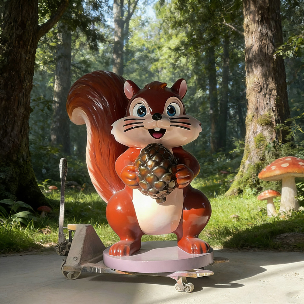 定制玻璃钢可爱松鼠造型景观雕塑游乐园动物园玻璃钢各种动物雕塑