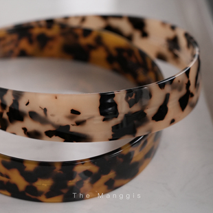 Manggis 张元英同款 醋酸带齿梳粗发箍粽色豹纹头箍防滑宽边发箍