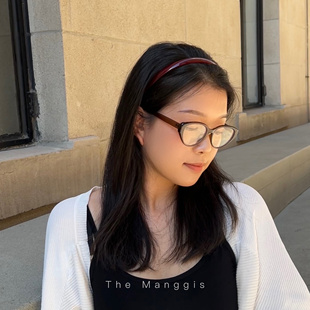 Manggis至简 极简带齿梳纯色醋酸发箍百搭防滑细头箍基础复古头饰