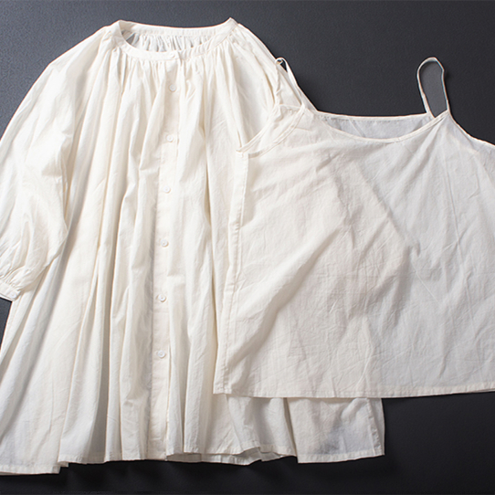 2025夏季新款匹马棉褶皱罩衫送吊带小众宽松纯色防晒开衫